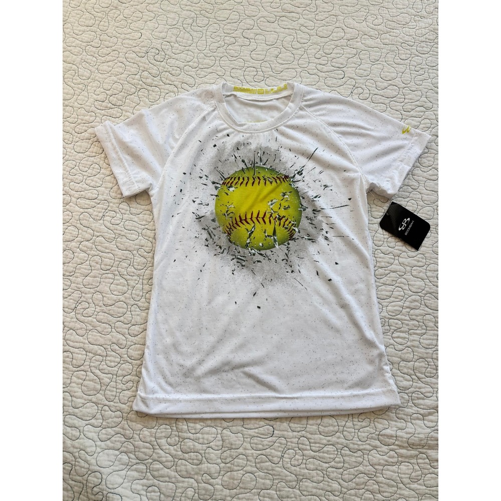 Boombah‎ Girls Softball Tee White Performance Shirt Size Medium